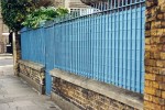 Blue railings with fence