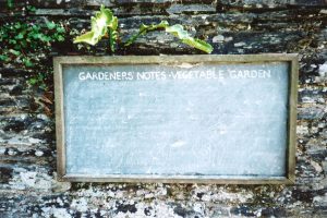 Gardeners blackboard for kitchen garden